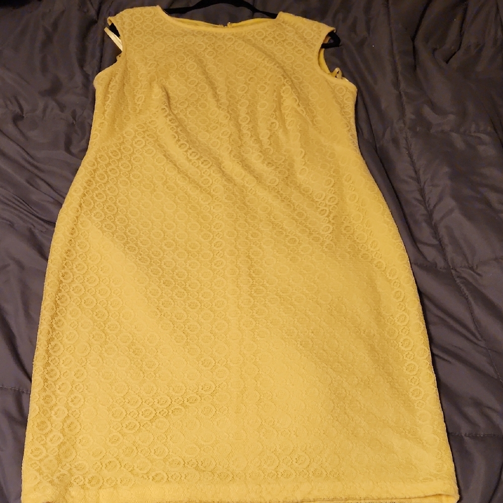 Evan Picone Yellow Lace Midi Dress